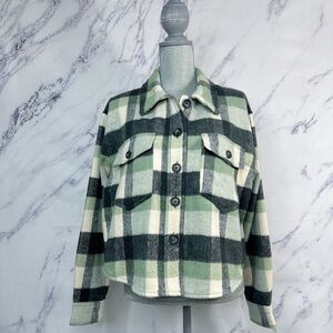 Joie | Green/Black Plaid Button-Down Shirt/Jacket | L